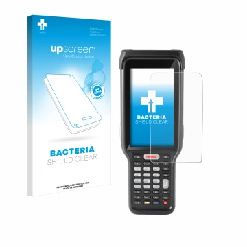 Vorderseite einer Produktverpackung mit dem Markenlogo upscreen. Daneben ist das Gerät Honeywell ScanPal EDA61K mit dem zugehö