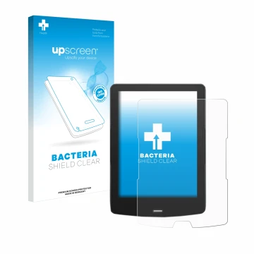 Vorderseite einer Produktverpackung mit dem Markenlogo upscreen. Daneben ist das Gerät inkBOOK Calypso Plus mit dem zugehörige