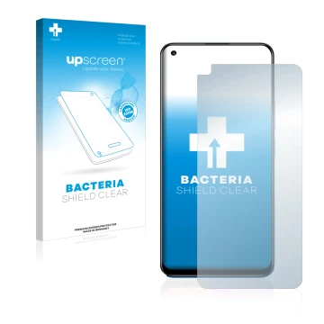 Vorderseite einer Produktverpackung mit dem Markenlogo upscreen. Daneben ist das Gerät realme 8 Pro mit dem zugehörigen Displa