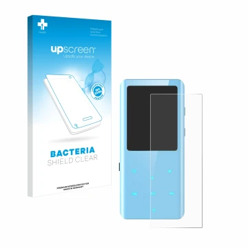 Vorderseite einer Produktverpackung mit dem Markenlogo upscreen. Daneben ist das Gerät AGPtek A19X mit dem zugehörigen Display