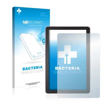 Vorderseite einer Produktverpackung mit dem Markenlogo upscreen. Daneben ist das Gerät Amazon Fire HD 10 Plus 2021 (11. Gen.) 