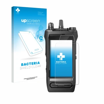 Vorderseite einer Produktverpackung mit dem Markenlogo upscreen. Daneben ist das Gerät Motorola Mototrbo Ion mit dem zugehörig