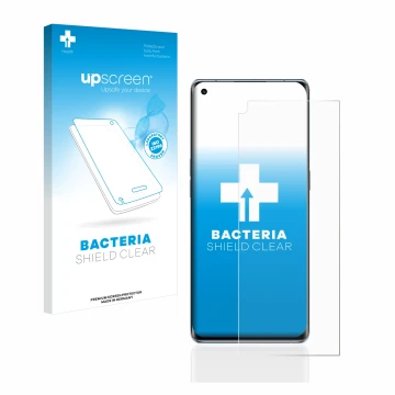 Vorderseite einer Produktverpackung mit dem Markenlogo upscreen. Daneben ist das Gerät Oppo Reno 6 Pro Plus 5G mit dem zugehör