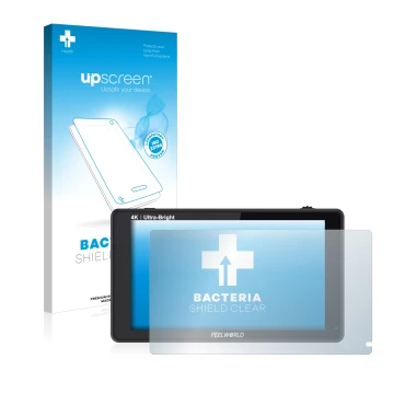 Vorderseite einer Produktverpackung mit dem Markenlogo upscreen. Daneben ist das Gerät Feelworld LUT6 6