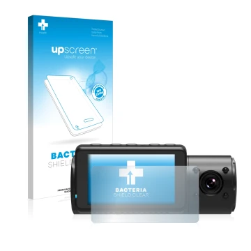 Vorderseite einer Produktverpackung mit dem Markenlogo upscreen. Daneben ist das Gerät Vantrue N4 mit dem zugehörigen Displays