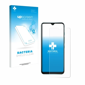 Vorderseite einer Produktverpackung mit dem Markenlogo upscreen. Daneben ist das Gerät Wiko Power U30 mit dem zugehörigen Disp