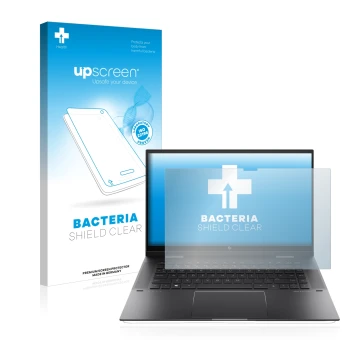 Vorderseite einer Produktverpackung mit dem Markenlogo upscreen. Daneben ist das Gerät HP Envy x360 (15-eX) (359 mm x 228.2 mm