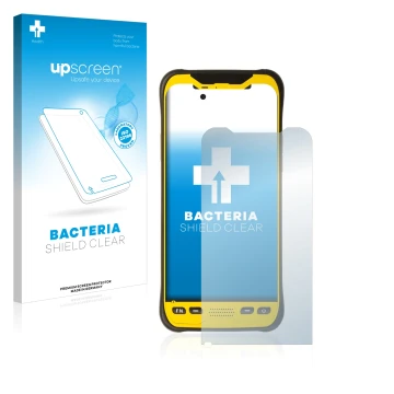 Vorderseite einer Produktverpackung mit dem Markenlogo upscreen. Daneben ist das Gerät Trimble TDC600 mit dem zugehörigen Disp