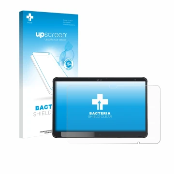 Vorderseite einer Produktverpackung mit dem Markenlogo upscreen. Daneben ist das Gerät Fujitsu Stylistic Q7311 mit dem zugehör