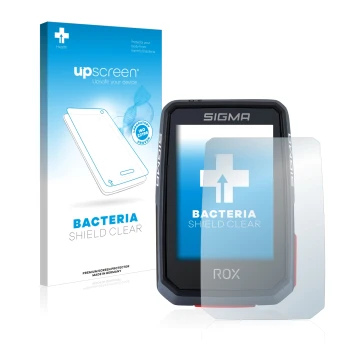 Vorderseite einer Produktverpackung mit dem Markenlogo upscreen. Daneben ist das Gerät Sigma ROX 2.0 mit dem zugehörigen Displ