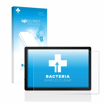 Vorderseite einer Produktverpackung mit dem Markenlogo upscreen. Daneben ist das Gerät Samsung Galaxy Tab A8 WiFi mit dem zuge