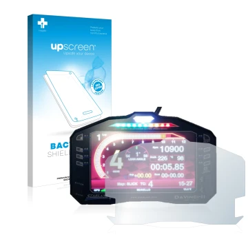 Vorderseite einer Produktverpackung mit dem Markenlogo upscreen. Daneben ist das Gerät Starlane DaVinci-II S mit dem zugehörig