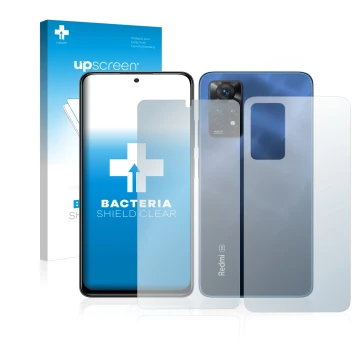 Vorderseite einer Produktverpackung mit dem Markenlogo upscreen. Daneben ist das Gerät Xiaomi Redmi Note 11 Pro 5G (Display+Rü