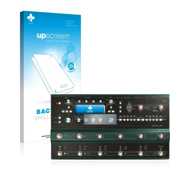 Vorderseite einer Produktverpackung mit dem Markenlogo upscreen. Daneben ist das Gerät Kemper Profiler Stage mit dem zugehörig