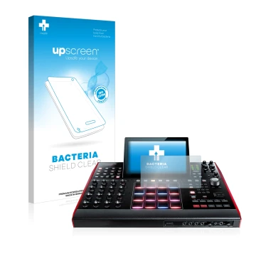 Vorderseite einer Produktverpackung mit dem Markenlogo upscreen. Daneben ist das Gerät Akai MPC X 10.1