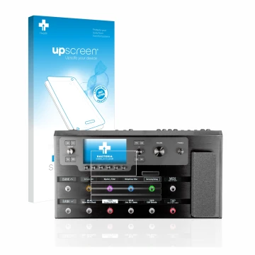 Vorderseite einer Produktverpackung mit dem Markenlogo upscreen. Daneben ist das Gerät Line 6 Helix Floor mit dem zugehörigen 