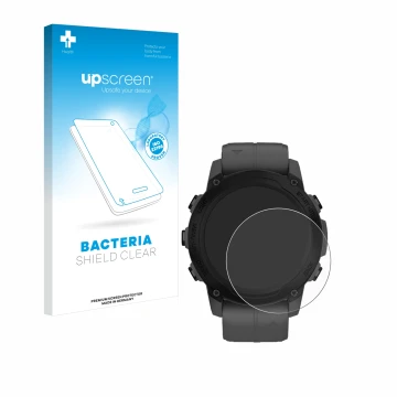 Vorderseite einer Produktverpackung mit dem Markenlogo upscreen. Daneben ist das Gerät Garmin Descent G1 mit dem zugehörigen D