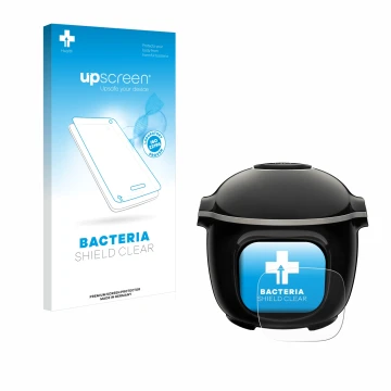 Vorderseite einer Produktverpackung mit dem Markenlogo upscreen. Daneben ist das Gerät Krups Cook4me Touch Wifi mit dem zugehö