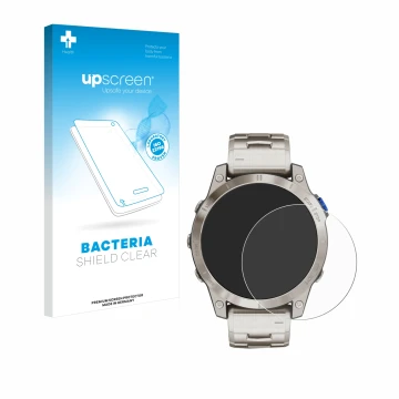 Vorderseite einer Produktverpackung mit dem Markenlogo upscreen. Daneben ist das Gerät Garmin D2 Mach 1 mit dem zugehörigen Di