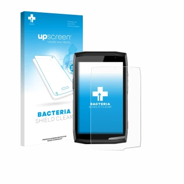 Vorderseite einer Produktverpackung mit dem Markenlogo upscreen. Daneben ist das Gerät Crosscall Core T5 mit dem zugehörigen D