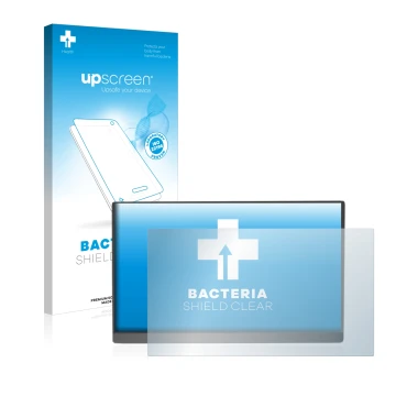 Vorderseite einer Produktverpackung mit dem Markenlogo upscreen. Daneben ist das Gerät Arzopa 15.6