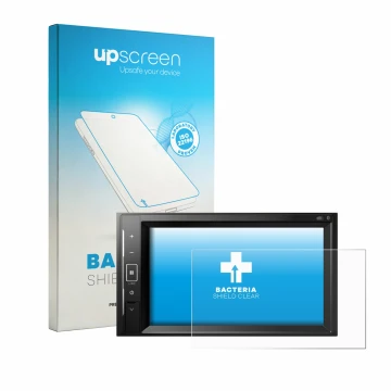 Vorderseite einer Produktverpackung mit dem Markenlogo upscreen. Daneben ist das Gerät Pioneer AVH-A240DAB mit dem zugehörigen