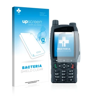 Vorderseite einer Produktverpackung mit dem Markenlogo upscreen. Daneben ist das Gerät Sepura SC21 mit dem zugehörigen Display