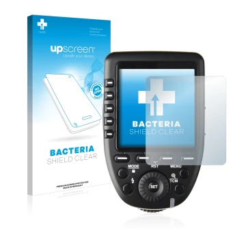 Vorderseite einer Produktverpackung mit dem Markenlogo upscreen. Daneben ist das Gerät Godox XPro mit dem zugehörigen Displays