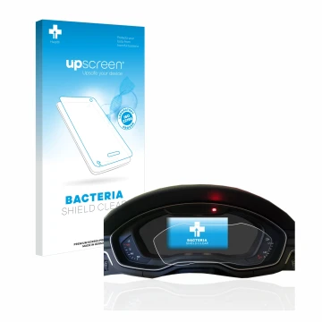 Vorderseite einer Produktverpackung mit dem Markenlogo upscreen. Daneben ist das Gerät Audi A4 B9 2017 Virtual Cockpit mit dem