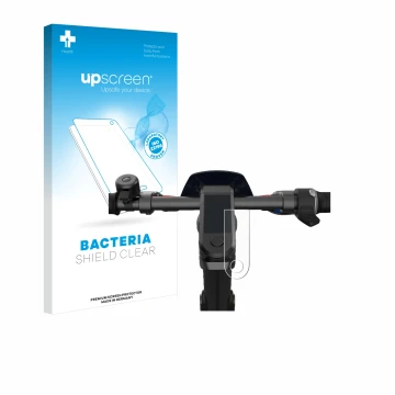 Vorderseite einer Produktverpackung mit dem Markenlogo upscreen. Daneben ist das Gerät NIU KQi3 Pro mit dem zugehörigen Displa