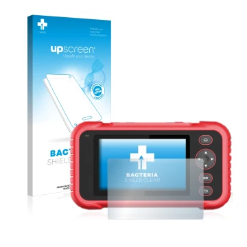 Vorderseite einer Produktverpackung mit dem Markenlogo upscreen. Daneben ist das Gerät Launch CRP 123 / 129 EVO mit dem zugehö