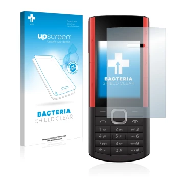 Vorderseite einer Produktverpackung mit dem Markenlogo upscreen. Daneben ist das Gerät Nokia 5710 XA mit dem zugehörigen Displ