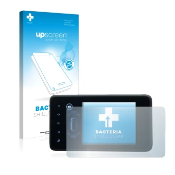 Vorderseite einer Produktverpackung mit dem Markenlogo upscreen. Daneben ist das Gerät Dacia Jogger 2022 Media Display 8