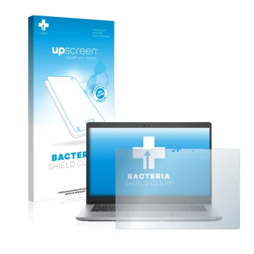Vorderseite einer Produktverpackung mit dem Markenlogo upscreen. Daneben ist das Gerät Dell Latitude 5320 2-in-1 Touch mit dem