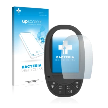 Vorderseite einer Produktverpackung mit dem Markenlogo upscreen. Daneben ist das Gerät Flymaster GPS LS mit dem zugehörigen Di