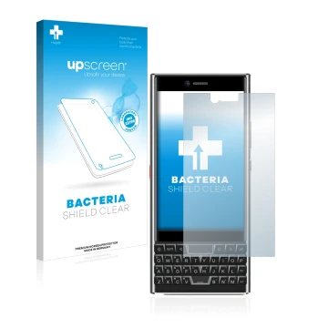 Vorderseite einer Produktverpackung mit dem Markenlogo upscreen. Daneben ist das Gerät Unihertz Titan Slim mit dem zugehörigen