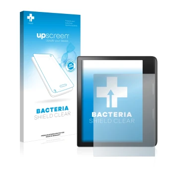 Vorderseite einer Produktverpackung mit dem Markenlogo upscreen. Daneben ist das Gerät Tolino Epos 3 mit dem zugehörigen Displ