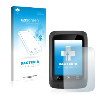 Vorderseite einer Produktverpackung mit dem Markenlogo upscreen. Daneben ist das Gerät CooSpo BC107 mit dem zugehörigen Displa