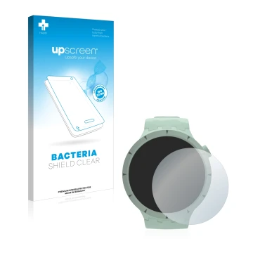 Vorderseite einer Produktverpackung mit dem Markenlogo upscreen. Daneben ist das Gerät Swatch Big Bold Bioceramic mit dem zuge