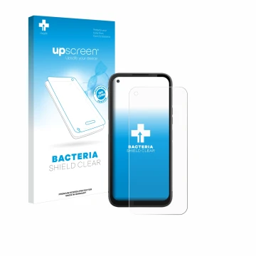 Vorderseite einer Produktverpackung mit dem Markenlogo upscreen. Daneben ist das Gerät Gigaset GX6 mit dem zugehörigen Display