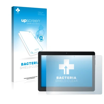 Vorderseite einer Produktverpackung mit dem Markenlogo upscreen. Daneben ist das Gerät Acepad A145 10.1