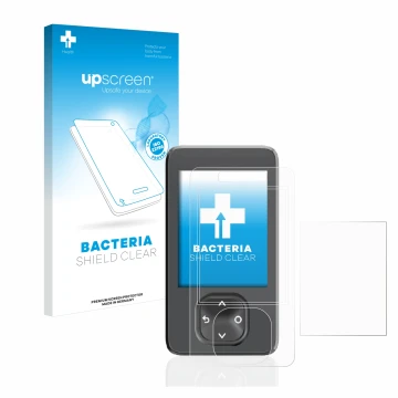 Vorderseite einer Produktverpackung mit dem Markenlogo upscreen. Daneben ist das Gerät Dexcom G7 CGM mit dem zugehörigen Displ