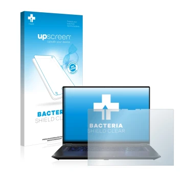 Vorderseite einer Produktverpackung mit dem Markenlogo upscreen. Daneben ist das Gerät ASUS ROG Flow X16 mit dem zugehörigen D