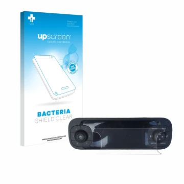 Vorderseite einer Produktverpackung mit dem Markenlogo upscreen. Daneben ist das Gerät Fiat Panda 2019 mit dem zugehörigen Dis