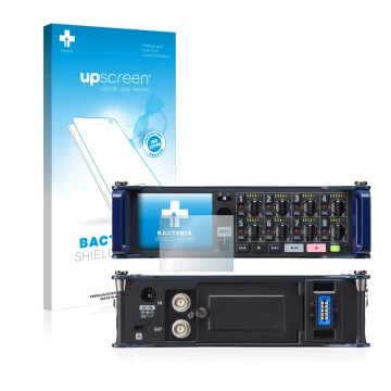Vorderseite einer Produktverpackung mit dem Markenlogo upscreen. Daneben ist das Gerät Zoom F8 field recorder mit dem zugehöri