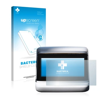 Vorderseite einer Produktverpackung mit dem Markenlogo upscreen. Daneben ist das Gerät Tesla Model S Plaid 2023 (Hinteres Disp