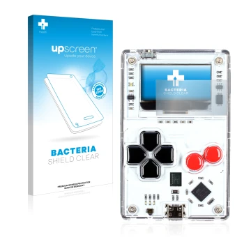 Vorderseite einer Produktverpackung mit dem Markenlogo upscreen. Daneben ist das Gerät Arduboy FX mit dem zugehörigen Displays