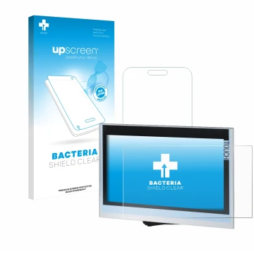 Vorderseite einer Produktverpackung mit dem Markenlogo upscreen. Daneben ist das Gerät Siemens Simatic HMI TP1900 Comfort mit 