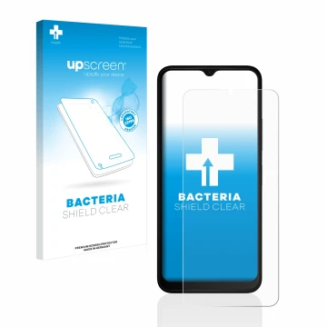 Vorderseite einer Produktverpackung mit dem Markenlogo upscreen. Daneben ist das Gerät Nokia C32 mit dem zugehörigen Displaysc