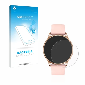 Vorderseite einer Produktverpackung mit dem Markenlogo upscreen. Daneben ist das Gerät Levowatch F2 mit dem zugehörigen Displa